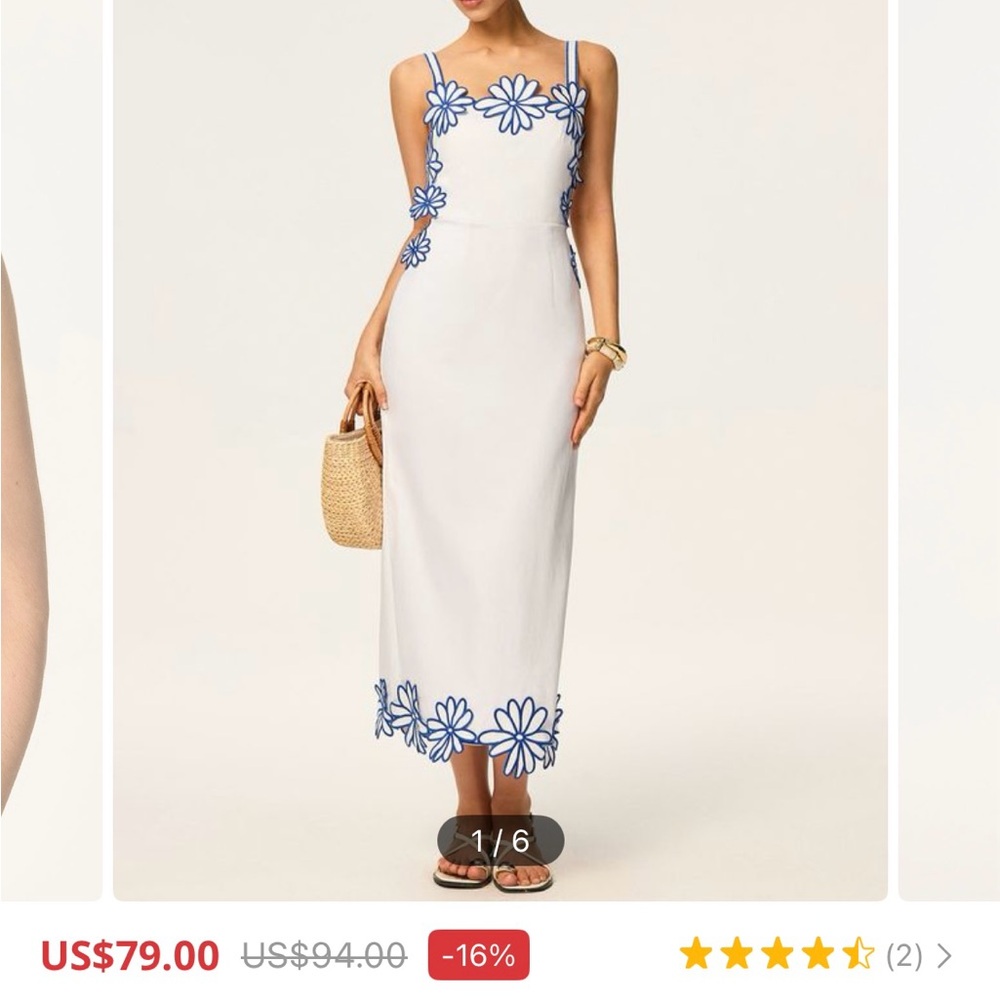 Commense Semi-Sheer Floral Embroidery Back Bow Maxi